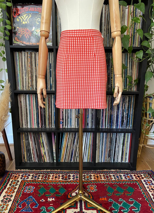 Vintage 1960s Red & White Mod Mini Skirt