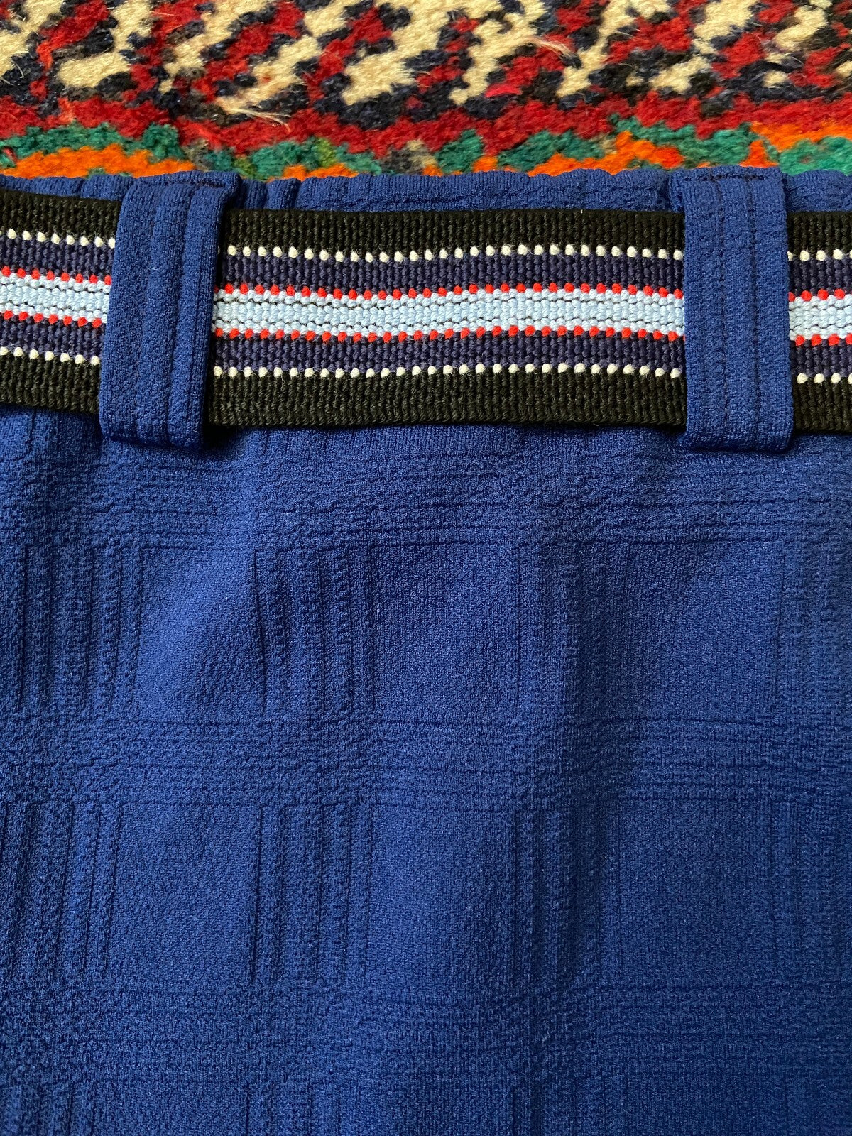 Vintage 1970s Navy Blue Belted Swim Shorts