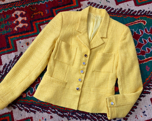 Vintage 1980s Yellow Tweed Jacket