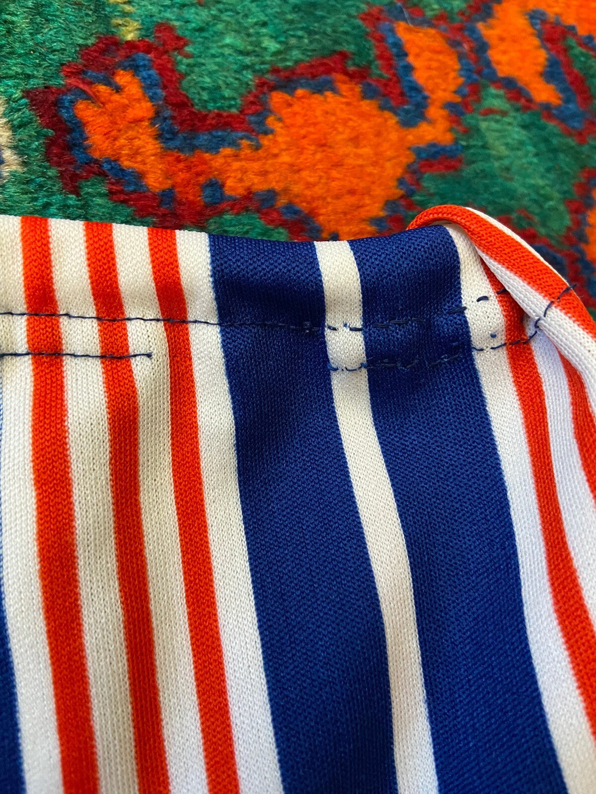 Vintage 1970s Navy Red & White Striped Swim Shorts