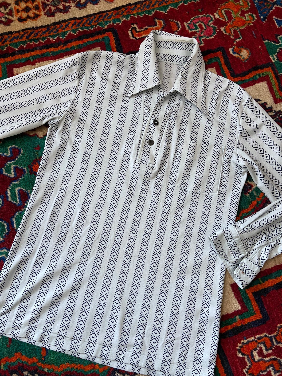 Vintage 1970s Japanese Dagger Collar Jersey Top