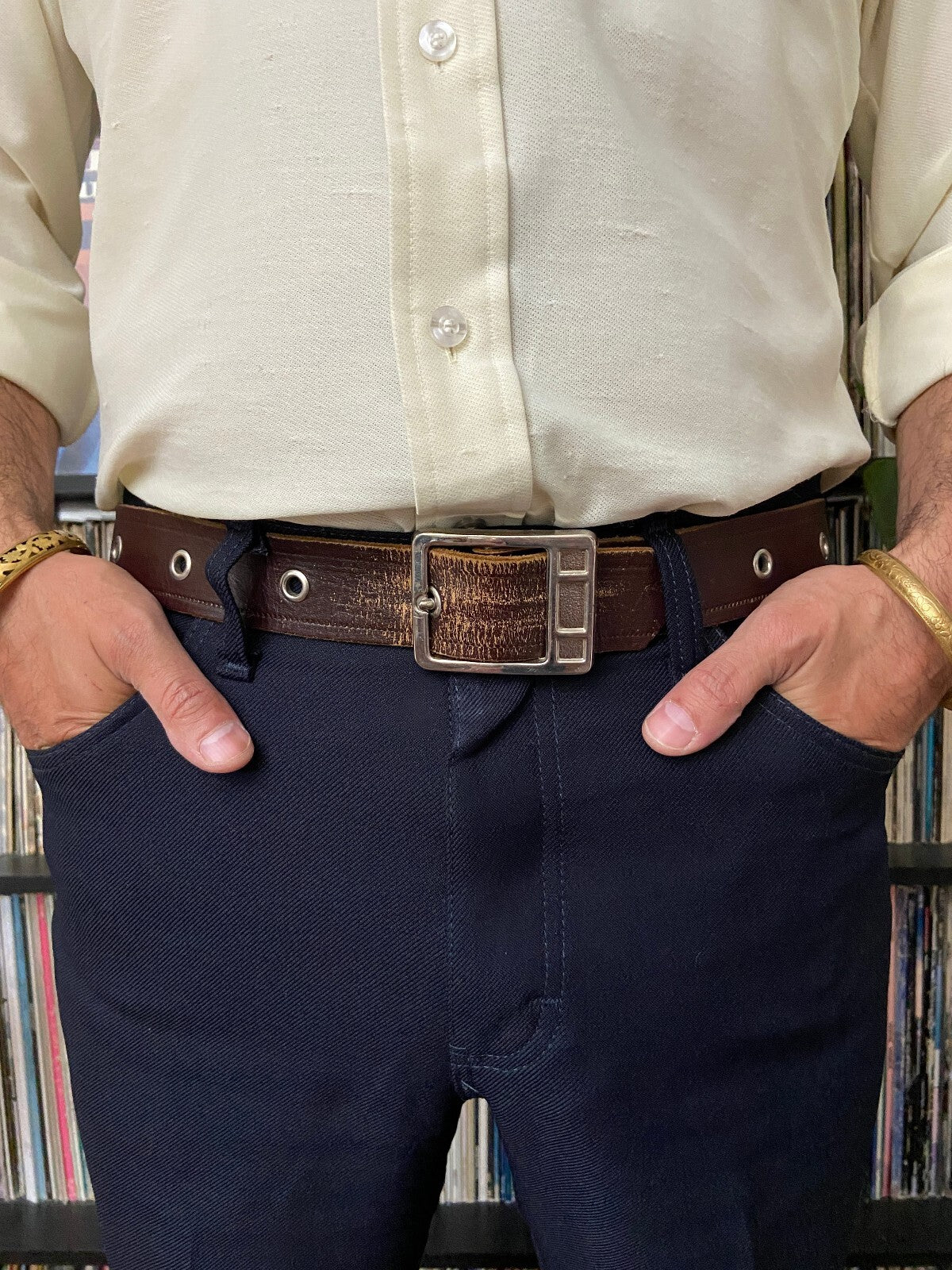 Vintage 1970s Brown Belt With Eyelets