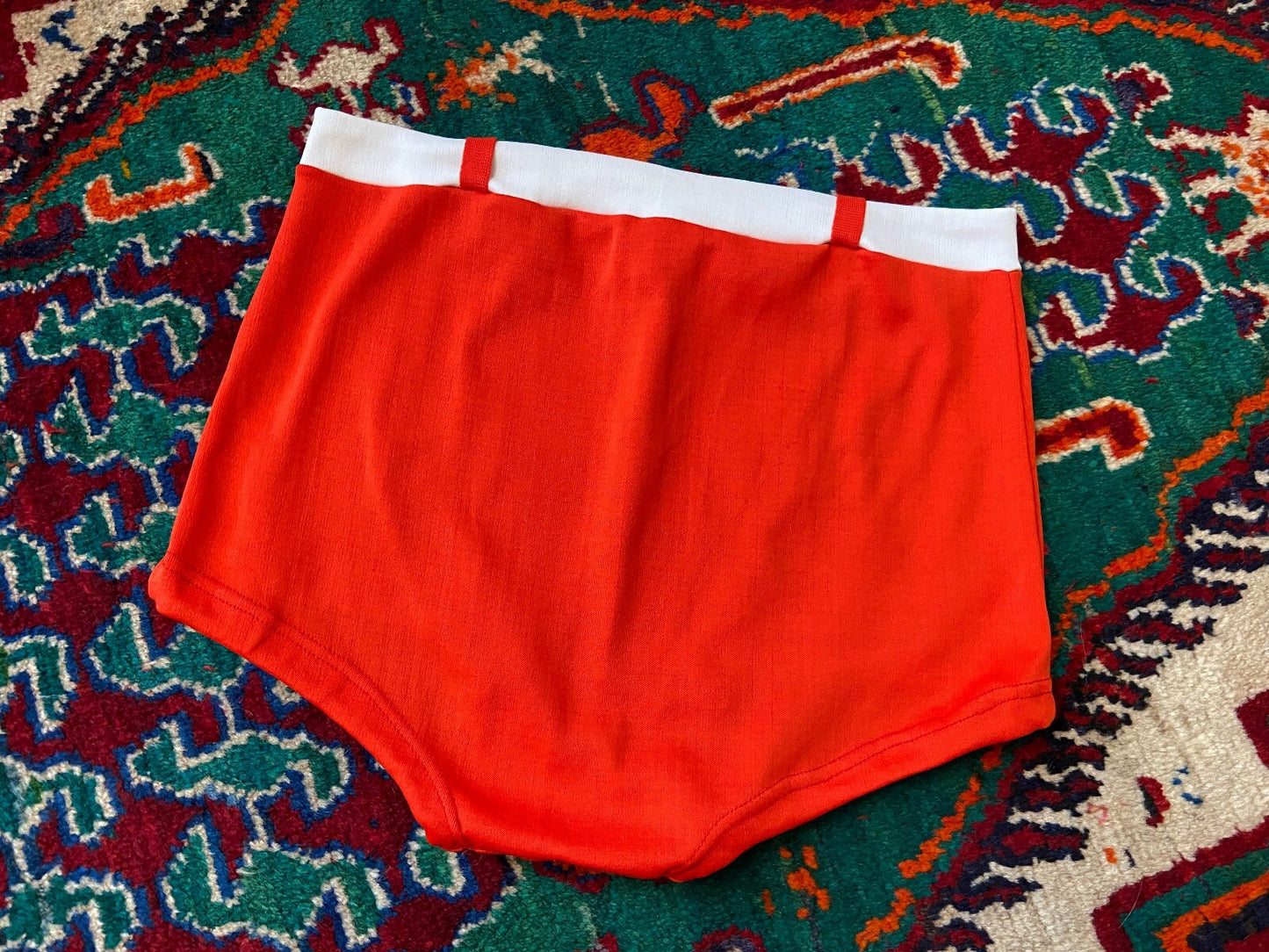 Vintage 1970s Red Belt Detail Swim Shorts