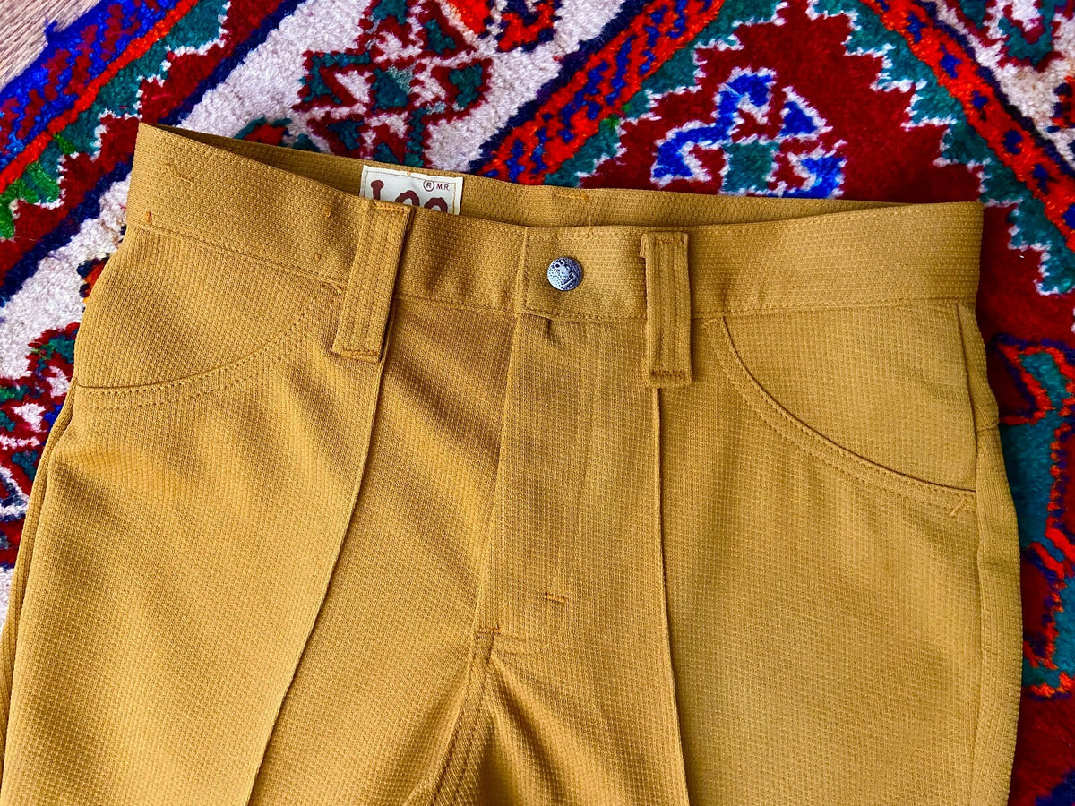 Vintage 1970s Deadstock Lee Mustard Flared Trousers W29