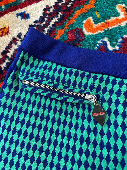 Vintage 1970s Green & Blue Swim Shorts