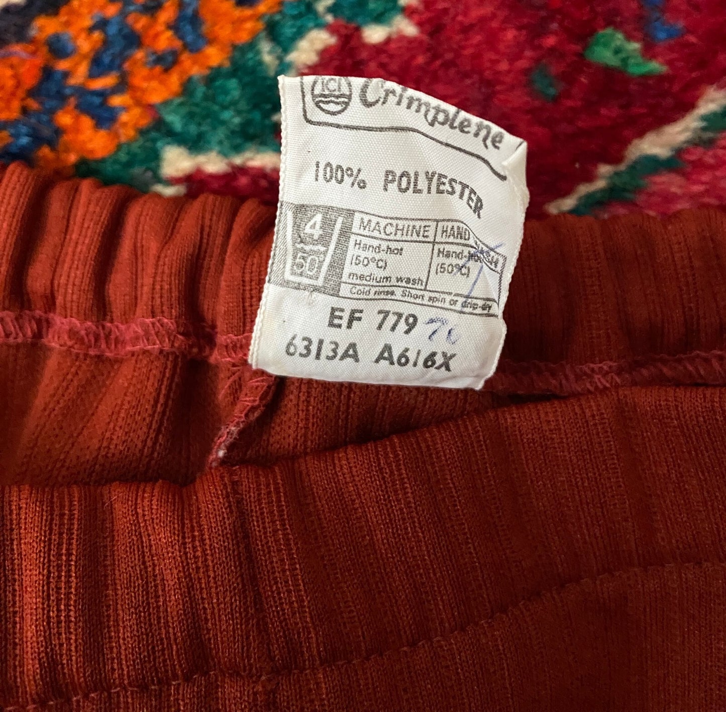 Vintage 1970s Rust Ribbed Flared Trousers XL