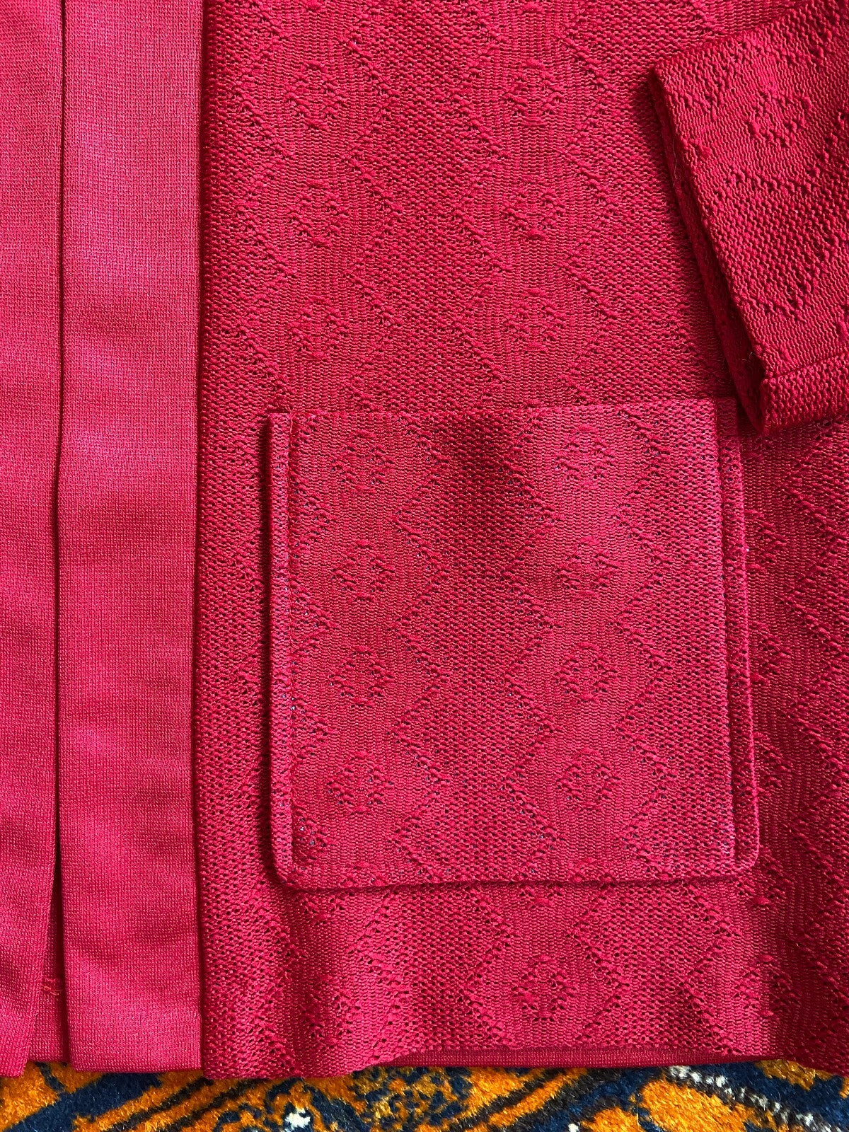 Vintage 1970s Burgundy Dagger Collar Cardigan