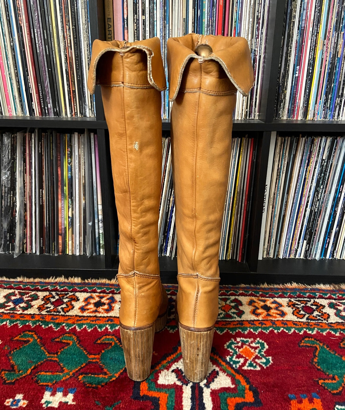 Vintage 1970s Rare Tan Zodiac Over The Knee Boots UK 3 - 3.5