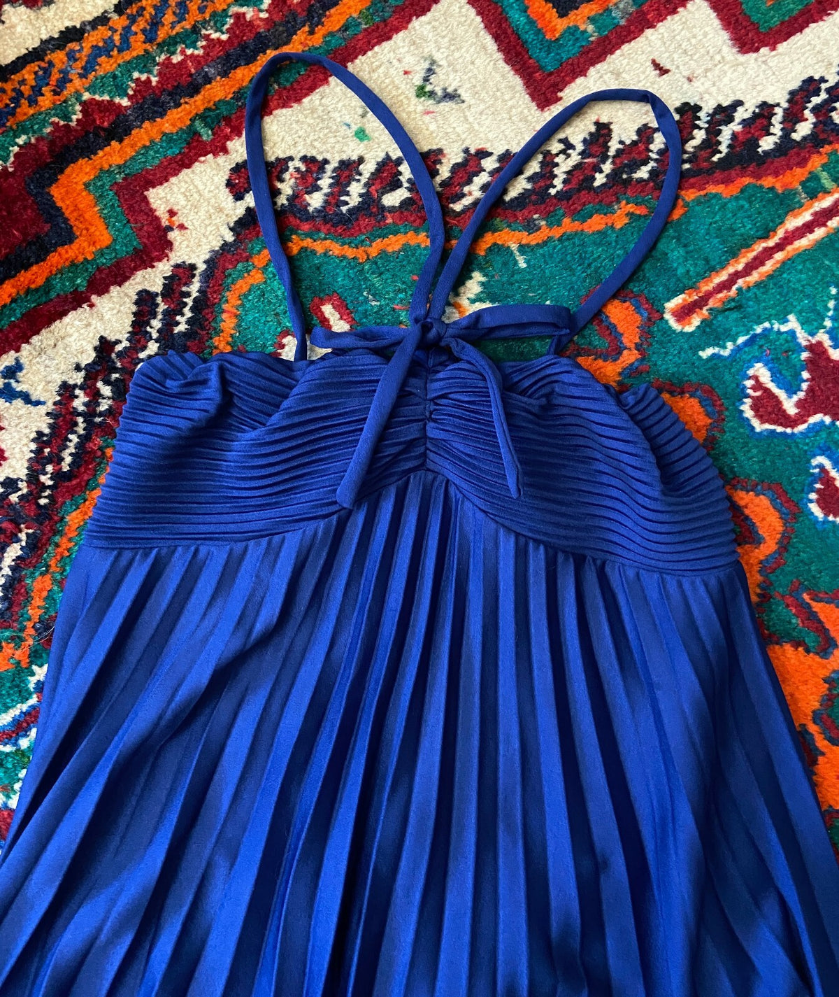 Vintage 1970s Navy Strappy Disco Dress