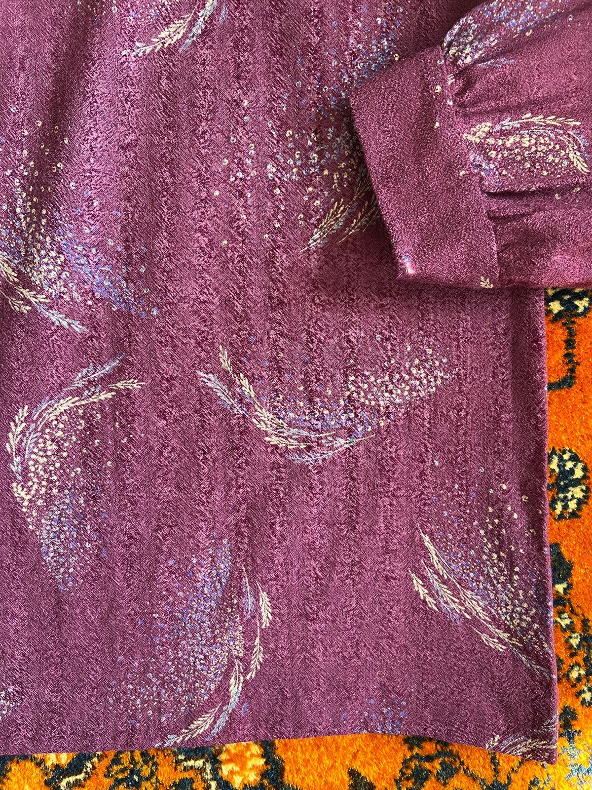 Vintage 1970s Purple Printed Shirt