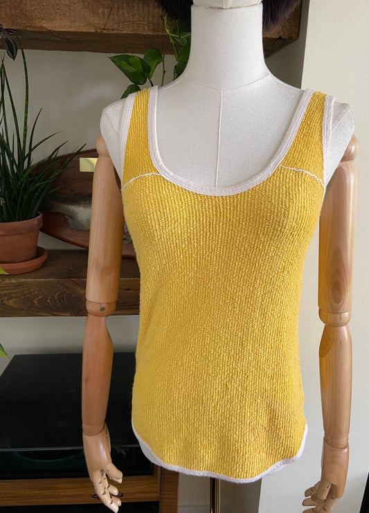 Vintage 1970s Yellow Terry Towelling Vest