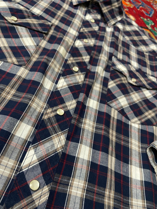 Vintage Navy Checked Western Shirt