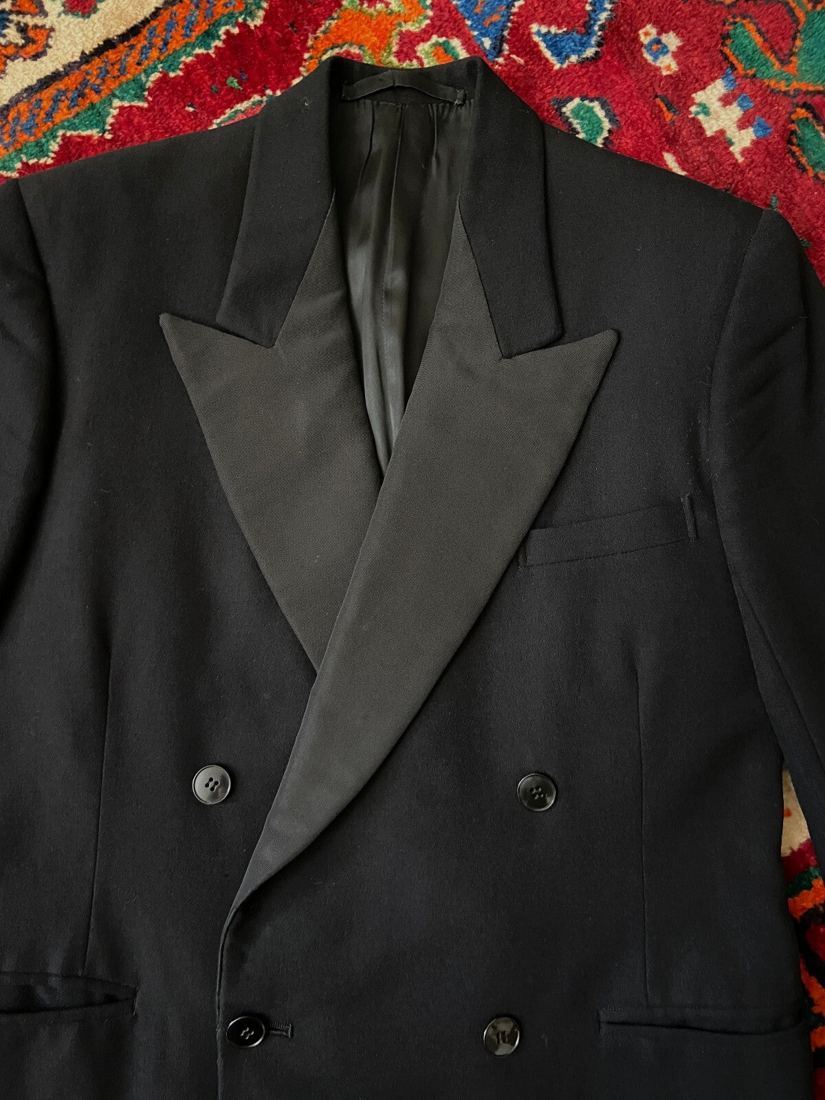 Vintage 1960s Black Peak Collar Dinner Blazer Jacket