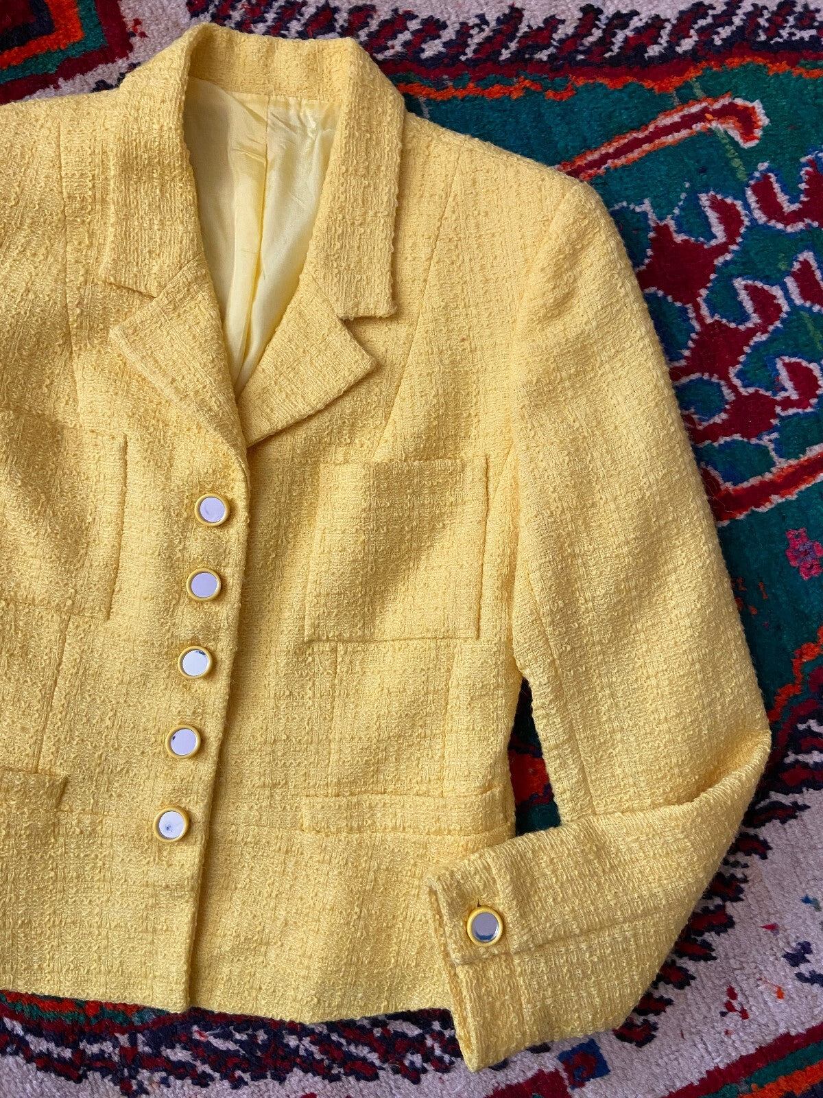 Vintage 1980s Yellow Tweed Jacket