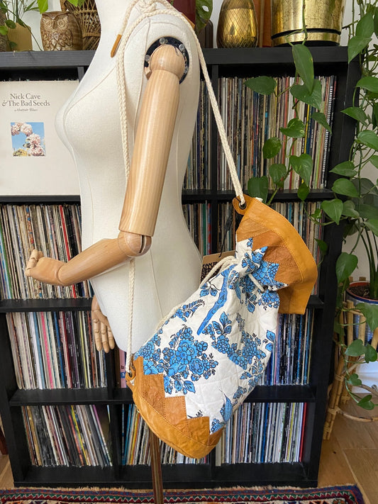 One Teaspoon White Blue & Tan Bucket Bag