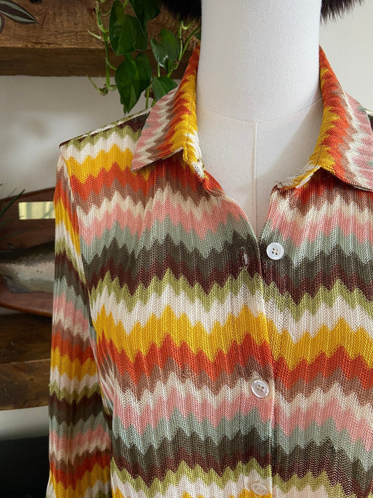 Vintage Multicoloured Chevron Knit Shirt
