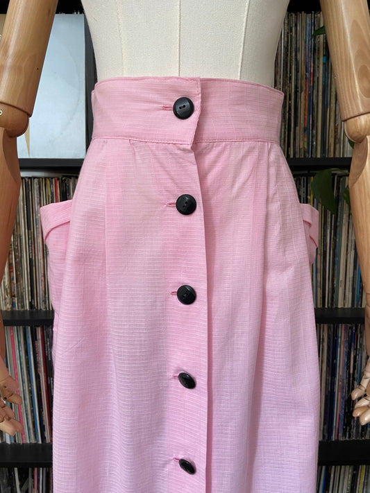 Vintage 1980s Pink Button Down Skirt