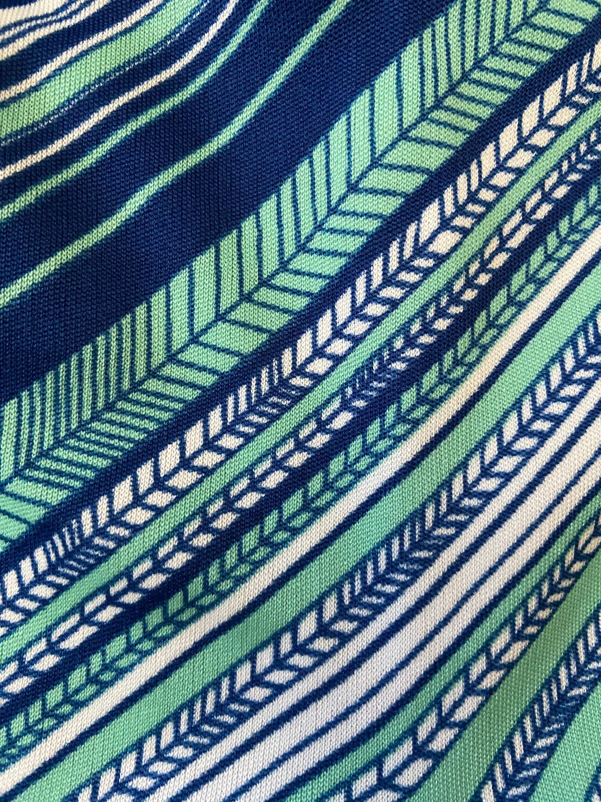 Vintage 1970s Pale Green & Navy Print Swim Shorts