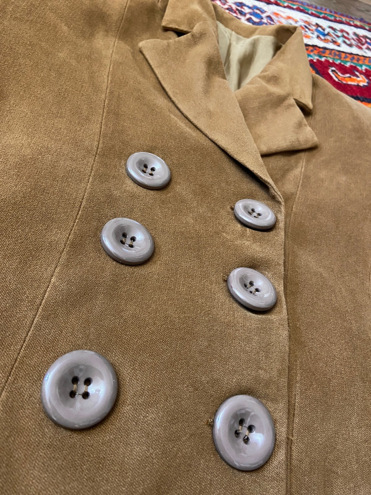 Vintage 1980s Soft Tan Double Breasted Jacket