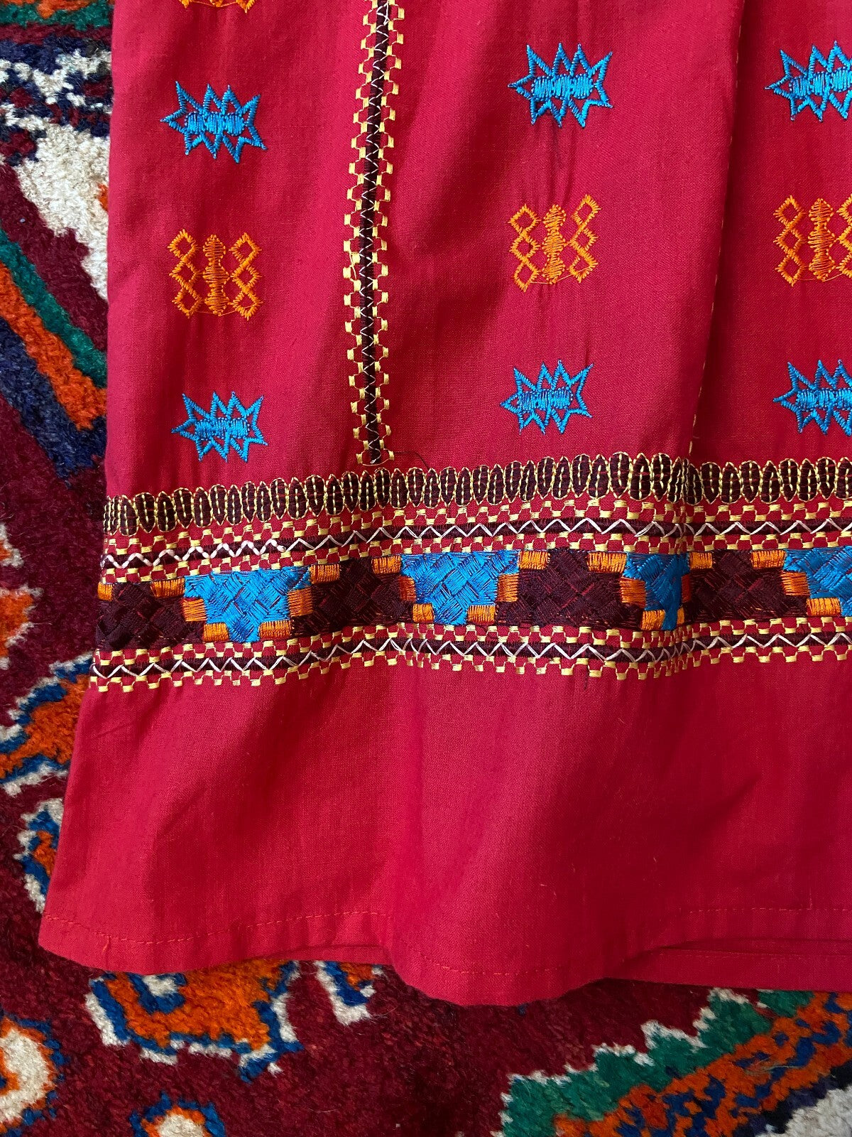 Vintage Red Embroidered Afghan Dress