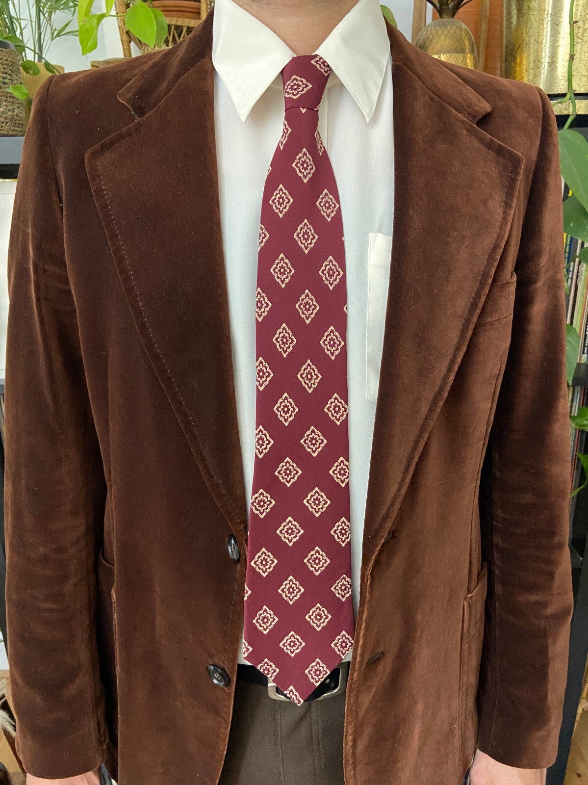 Vintage 1970s Burgundy Gianfranco Ferre Tie