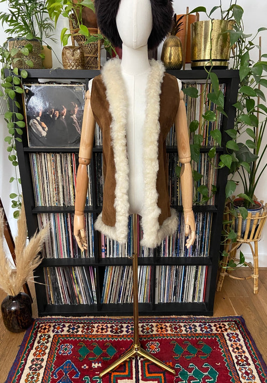 Vintage 1970s Brown Suede Penny Lane Vest