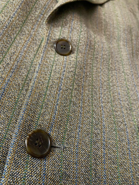 Vintage 1970s Dusty Green & Brown Wool Blazer Jacket
