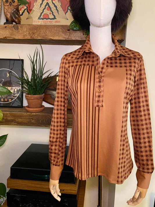 Vintage 1970s Brown Checked Shirt