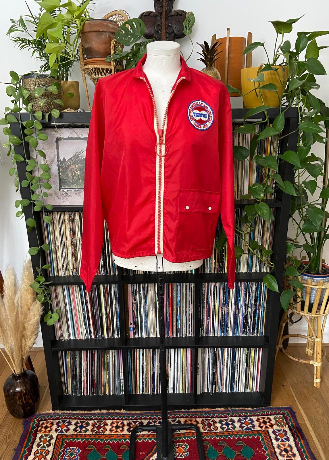 Vintage 1970s Red Agriculture Windbreaker Jacket