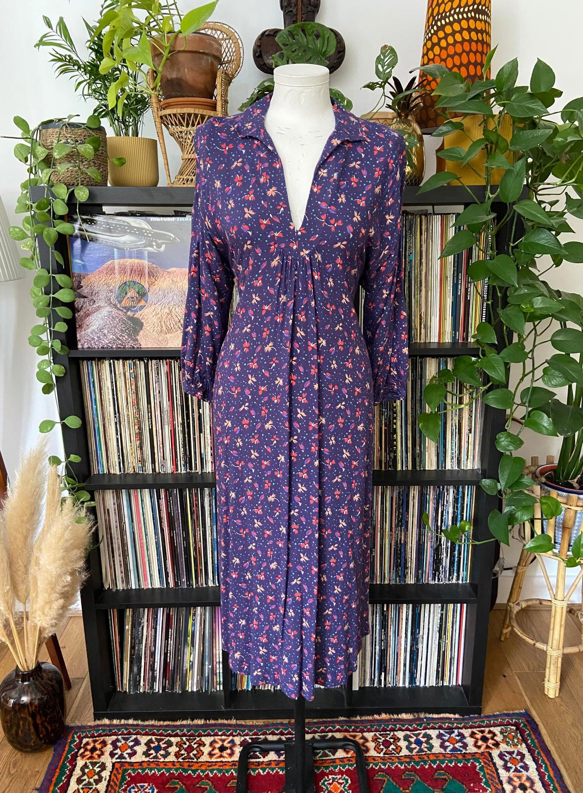 Vintage Purple Print Maxi Dress