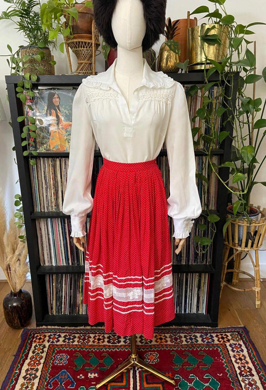 Vintage 1950s Red Polka Dot Circle Skirt