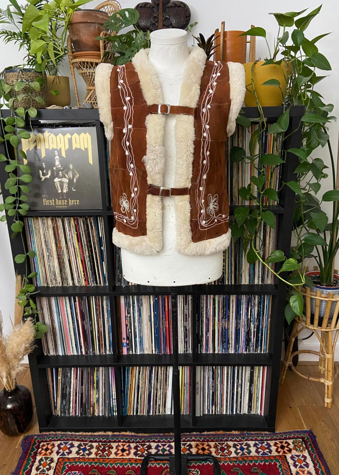 Vintage Brown Embroidered Afghan Waistcoat