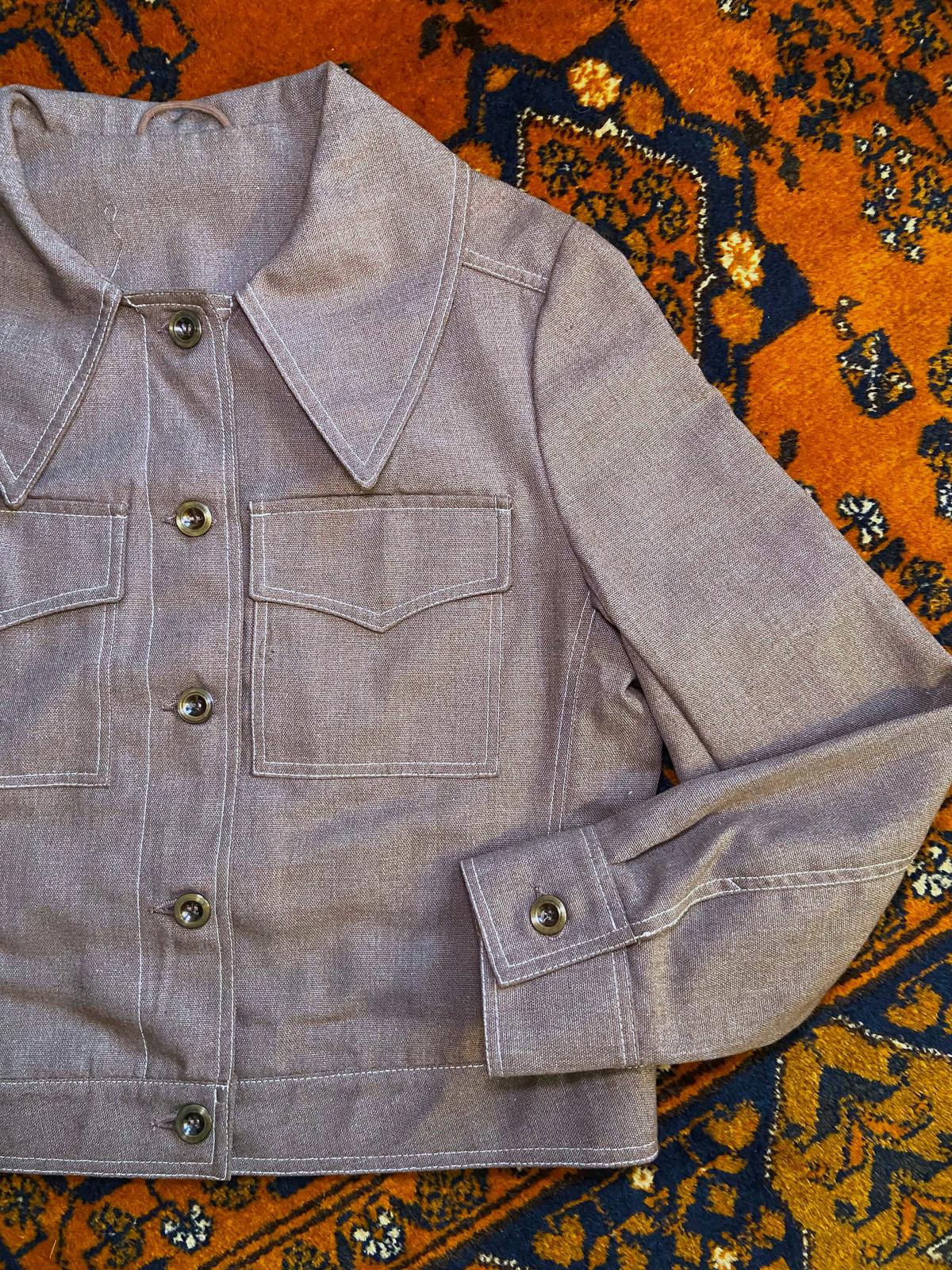 Vintage 1970s Brown Cropped Denim Jacket