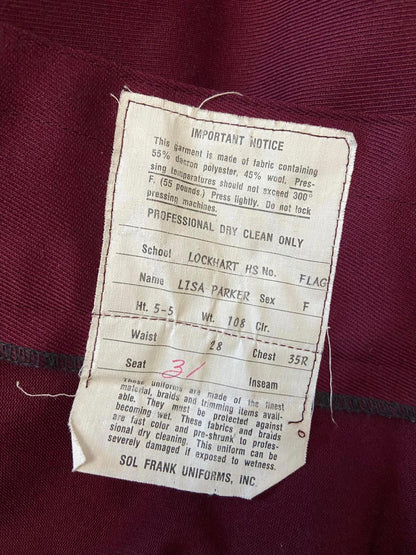 Vintage Burgundy Marching Band Swing Skirt
