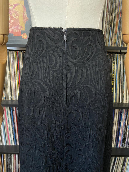 Vintage 1970s Black Jacquard Maxi Skirt