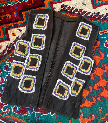 Vintage 1970s Brown Granny Square Waistcoat