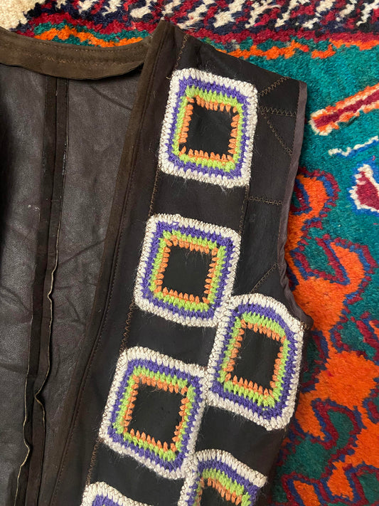 Vintage 1970s Brown Granny Square Waistcoat