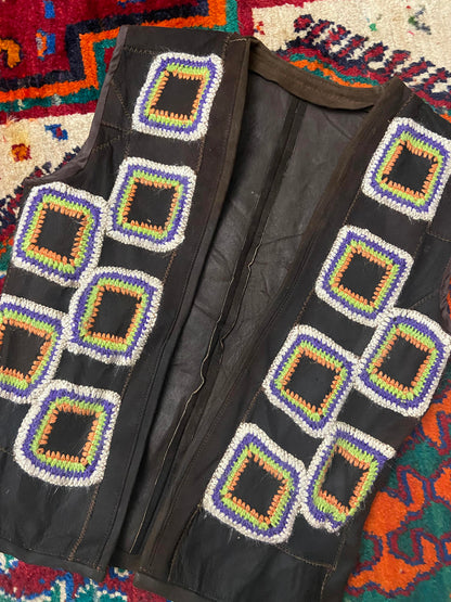 Vintage 1970s Brown Granny Square Waistcoat