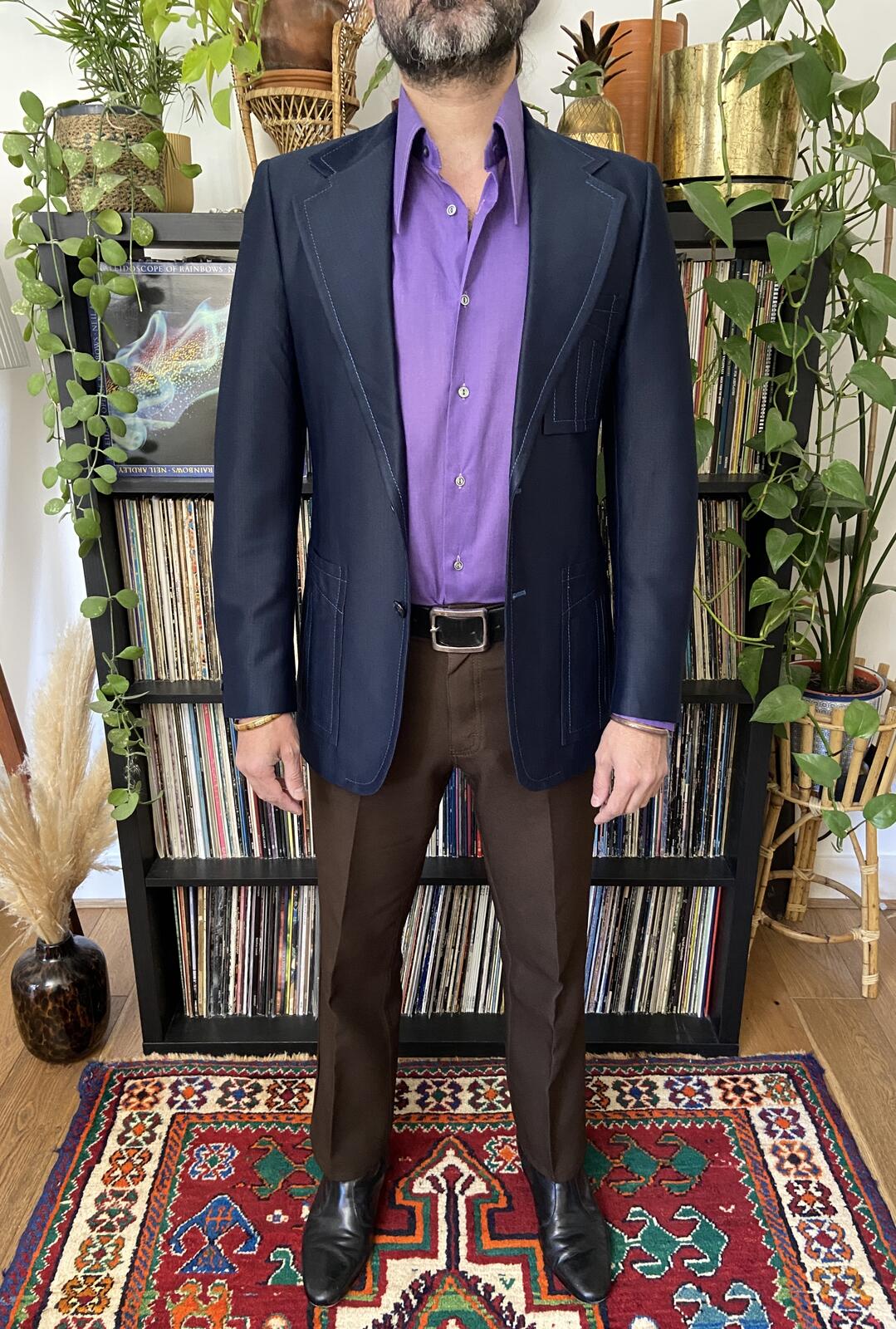 Vintage 1970s Union Made Navy Blazer Jacket