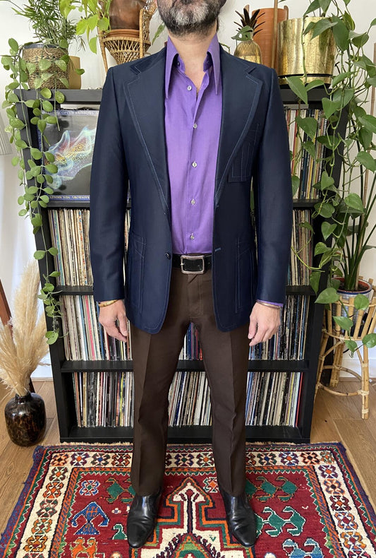 Vintage 1970s Union Made Navy Blazer Jacket