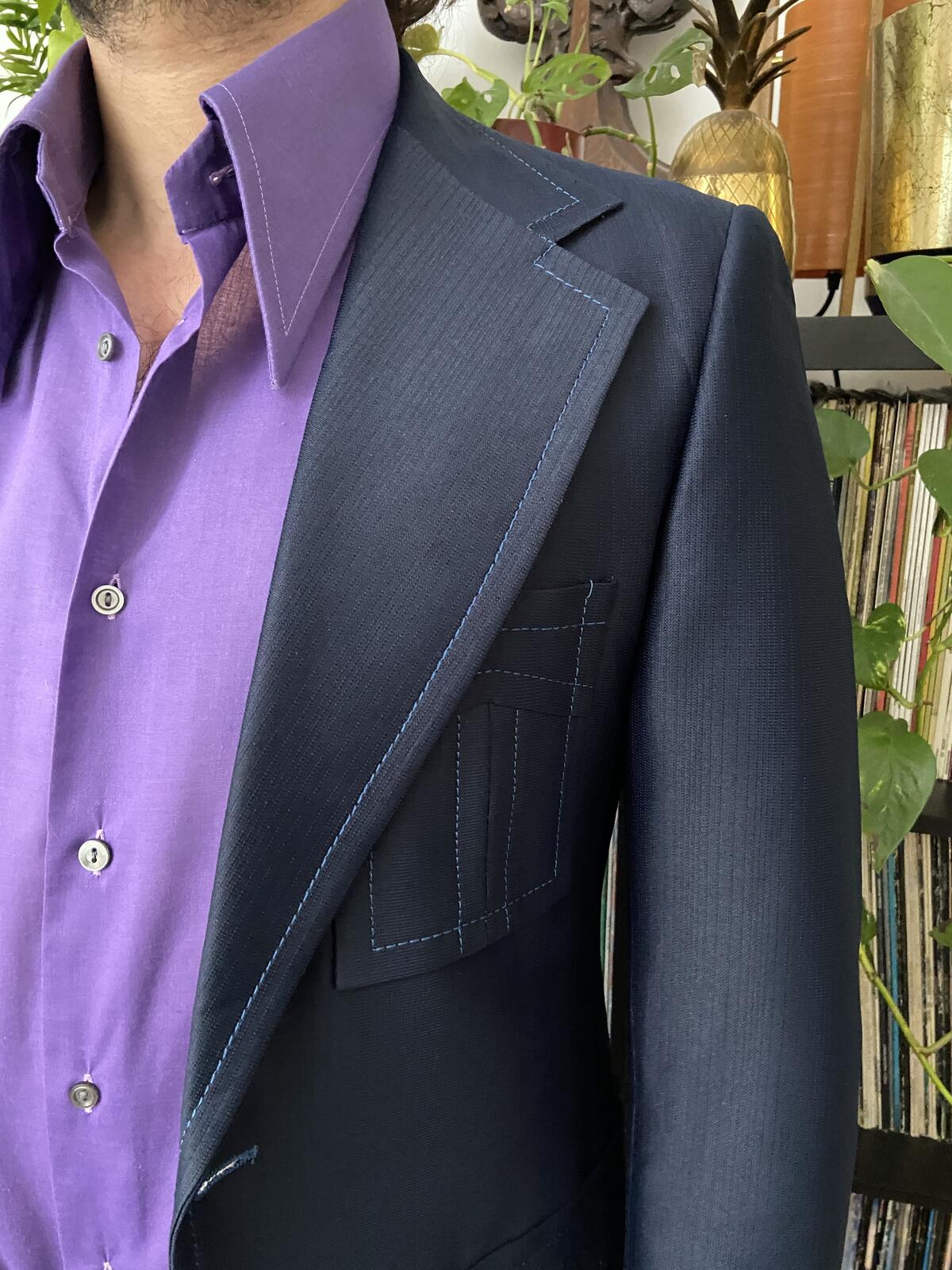 Vintage 1970s Union Made Navy Blazer Jacket