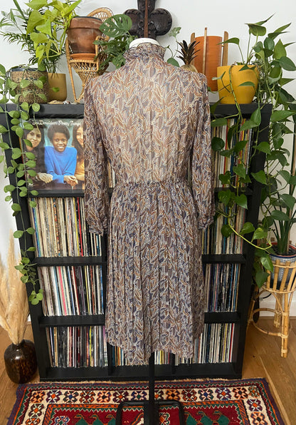 Vintage 1980s Brown Japanese Pussybow Dress