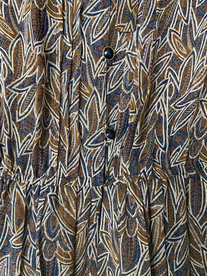 Vintage 1980s Brown Japanese Pussybow Dress