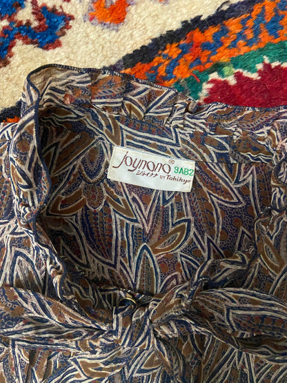 Vintage 1980s Brown Japanese Pussybow Dress