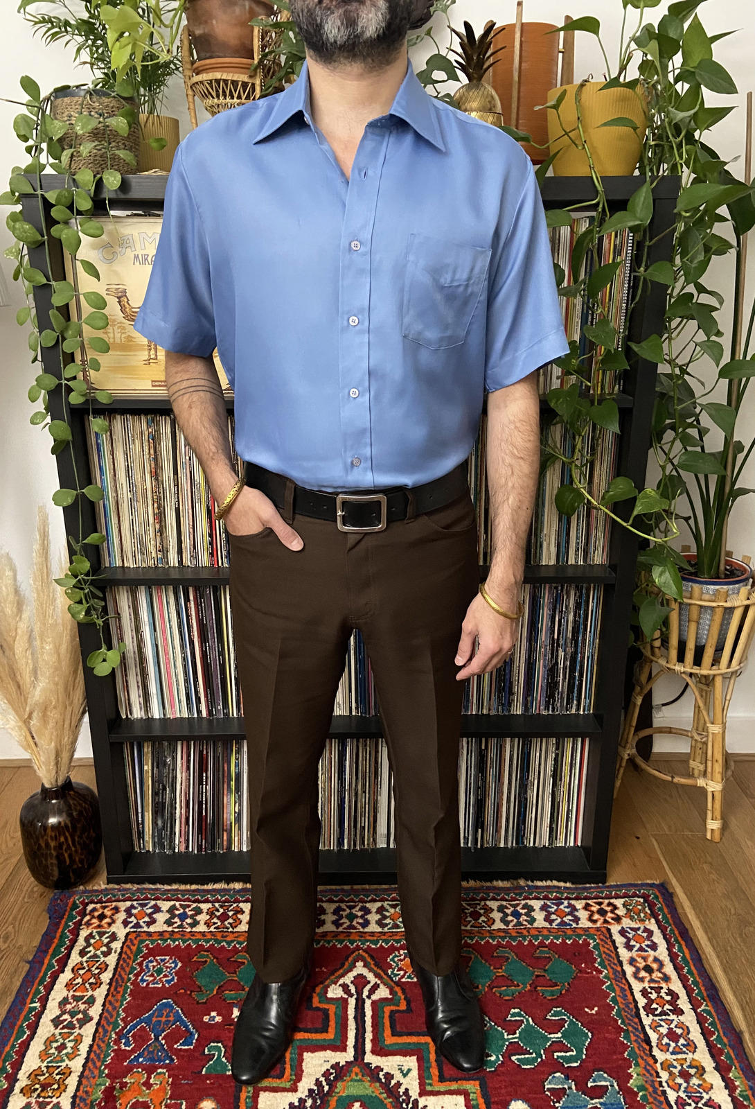 Vintage 1970s XL Blue Sears Short Sleeve Shirt