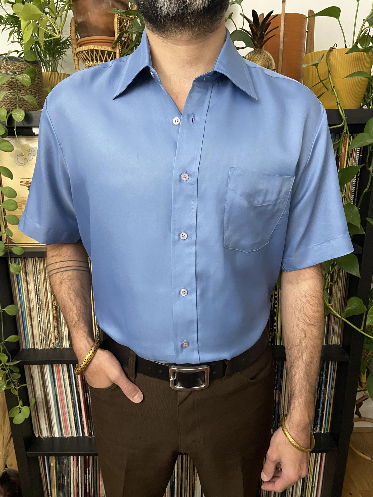 Vintage 1970s XL Blue Sears Short Sleeve Shirt