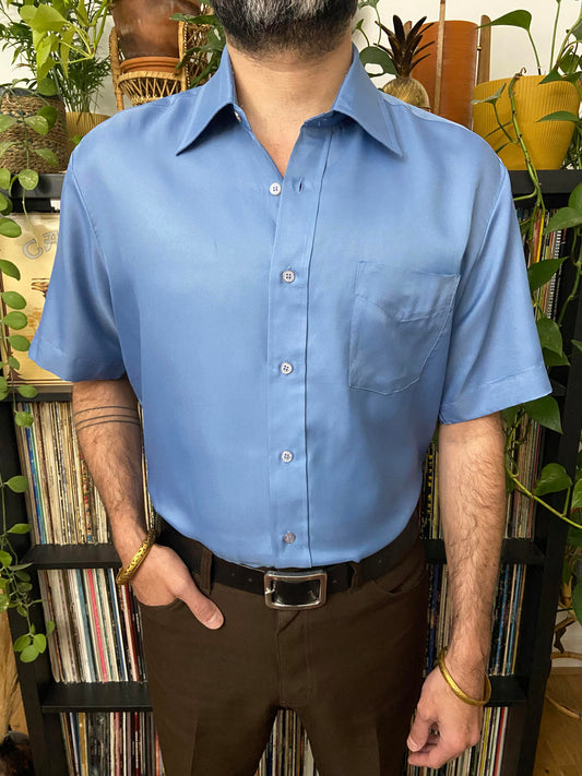 Vintage 1970s XL Blue Sears Short Sleeve Shirt