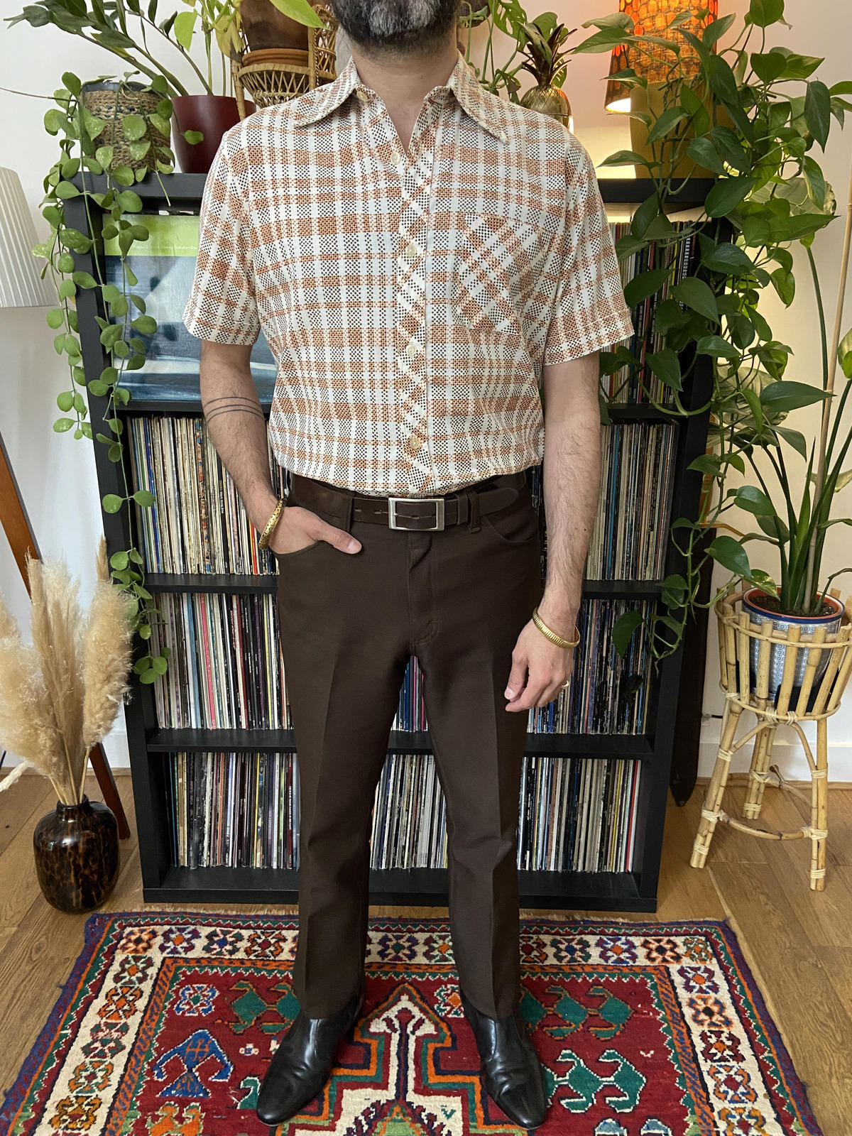 Vintage 1970s Short Sleeved Patterned Shirt