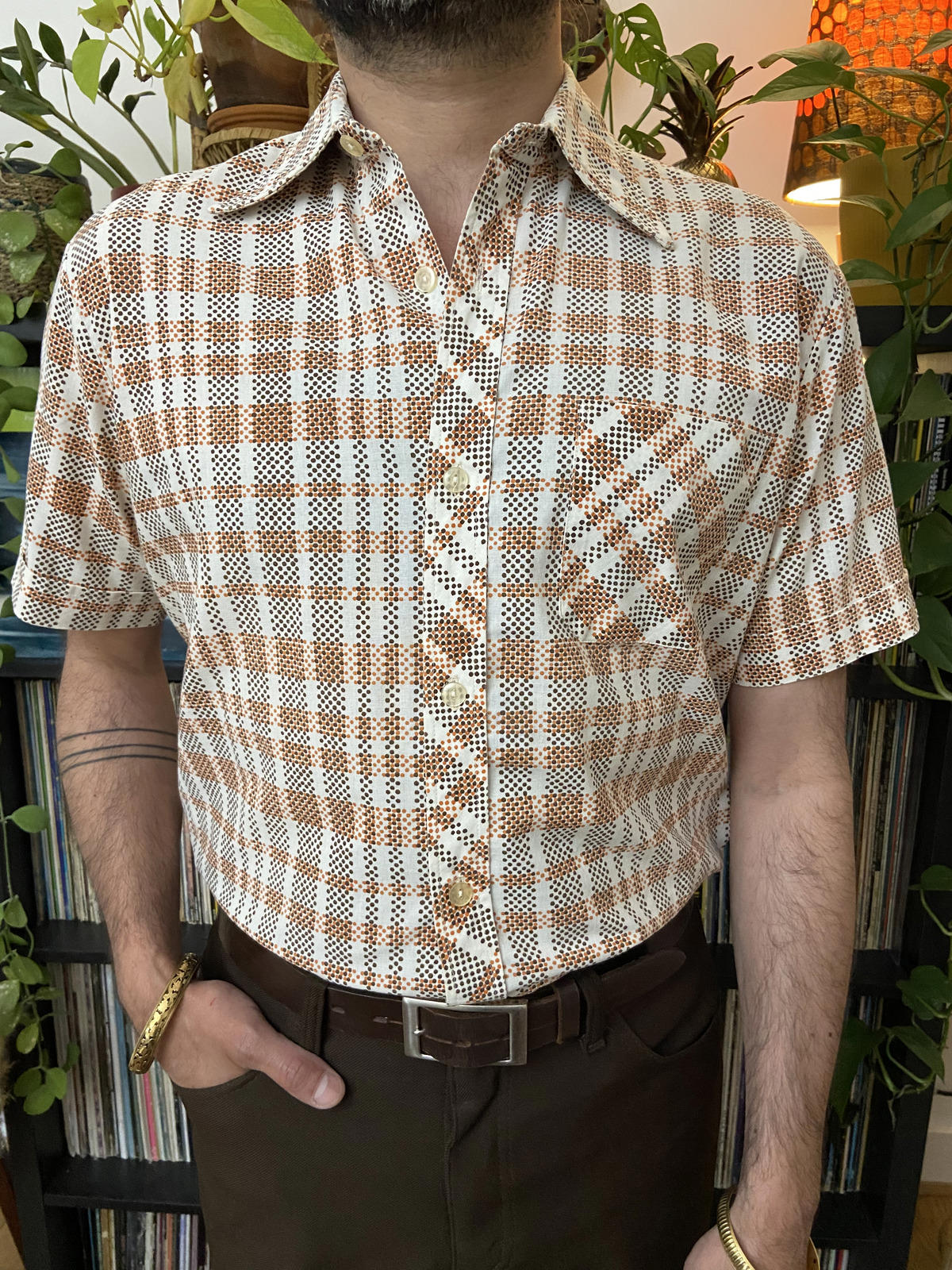Vintage 1970s Short Sleeved Patterned Shirt