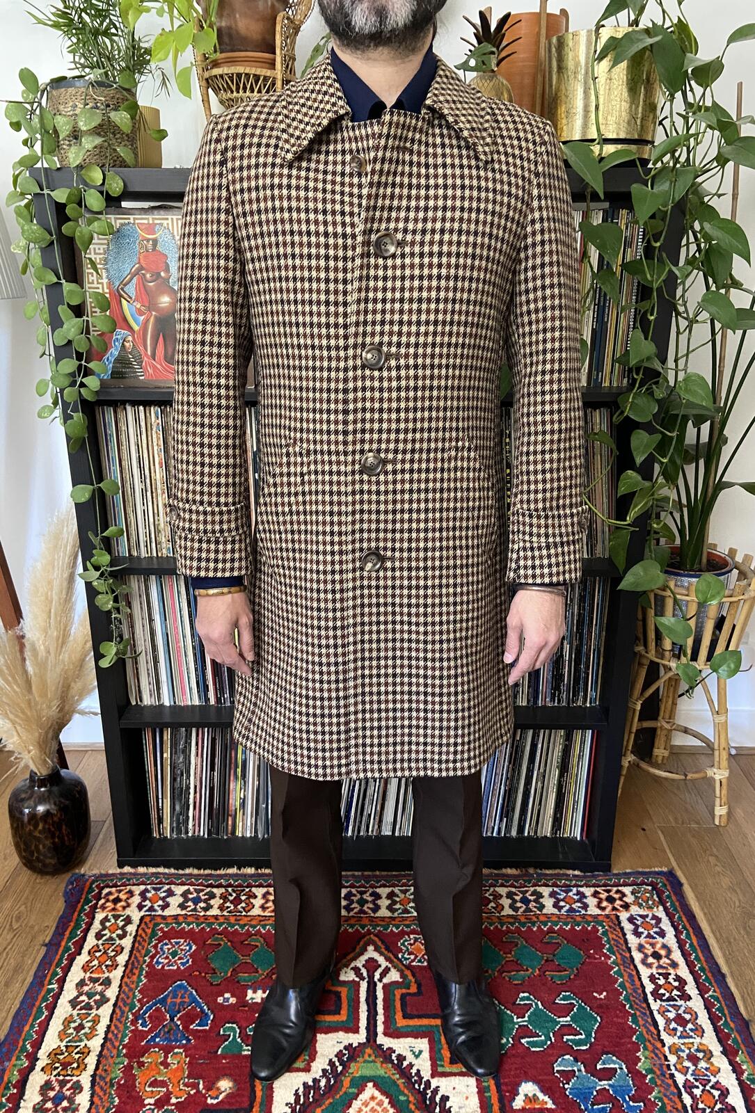 Vintage 1970s Italian Tweed 3/4 Length Overcoat
